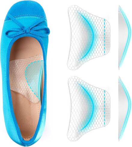 Plantar Fasciitis Relief Arch Support Insert Soft Gel Arch Pad Adhesive Orthotic Shoe Insole for Flat Feet & High Arch Support Cushions for Flats Sandals Trim to Fit - 2 Pairs in Saudi Arabia