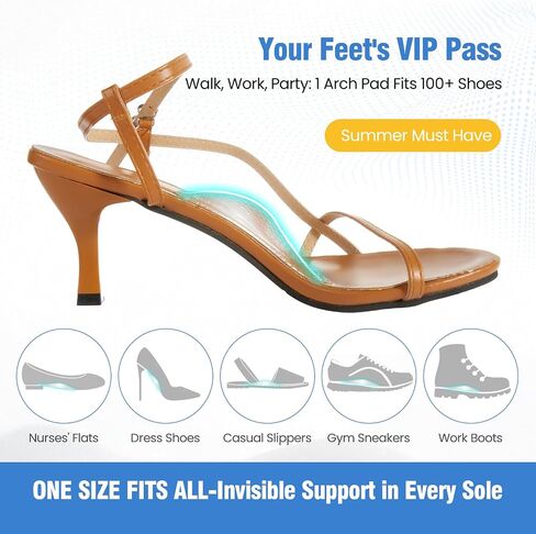 Plantar Fasciitis Relief Arch Support Insert Soft Gel Arch Pad Adhesive Orthotic Shoe Insole for Flat Feet & High Arch Support Cushions for Flats Sandals Trim to Fit - 2 Pairs in Saudi Arabia