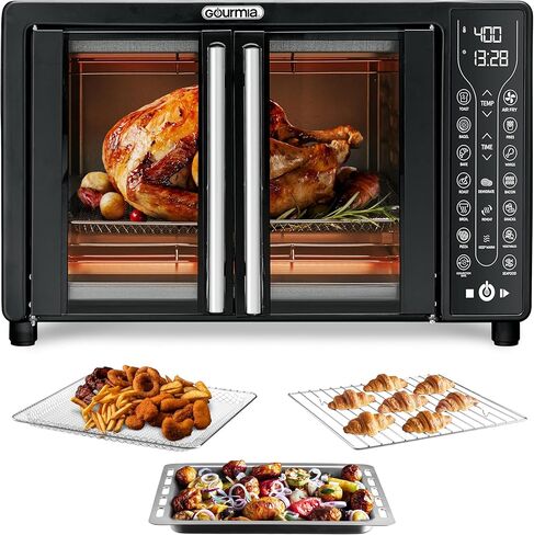 Gourmia GTF7655 17-in-1 Multi-function, Digital, French Door, Stainless Steel 6-Slice Air Fryer Oven in Kuwait