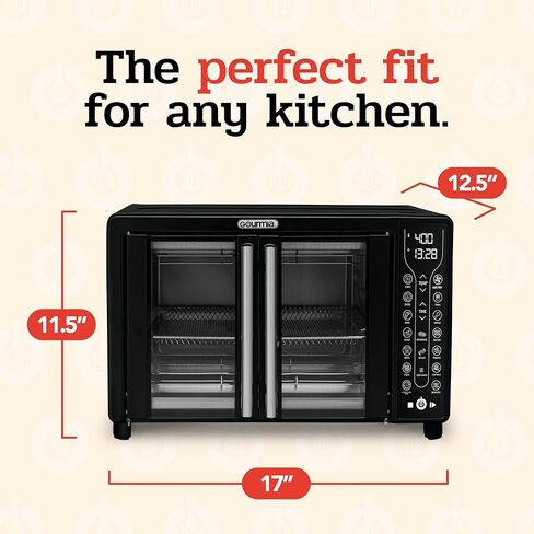 Gourmia GTF7655 17-in-1 Multi-function, Digital, French Door, Stainless Steel 6-Slice Air Fryer Oven in Kuwait
