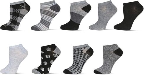MeMoi Women's 10 Pair Pack Buffalo Check Low Cut Socks in Saudi Arabia