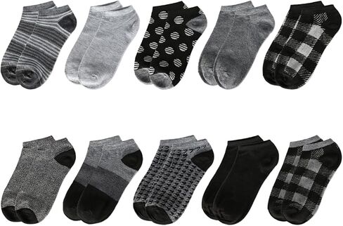 MeMoi Women's 10 Pair Pack Buffalo Check Low Cut Socks in Saudi Arabia