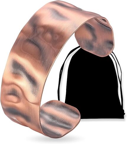 MagEnergy Copper Bracelet for Men Women, 100% Pure Handmade Copper Cuff Bracelets, Uncoated Solid Raw Bangles Bracelet, Adjustable in Saudi Arabia