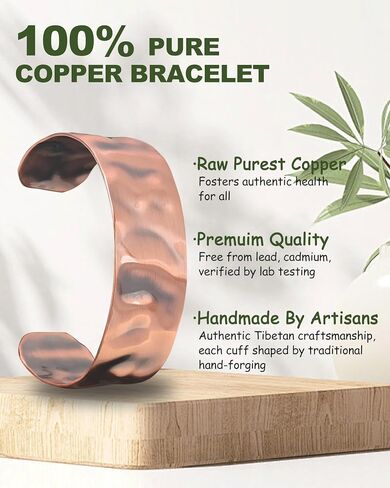 MagEnergy Copper Bracelet for Men Women, 100% Pure Handmade Copper Cuff Bracelets, Uncoated Solid Raw Bangles Bracelet, Adjustable in Saudi Arabia