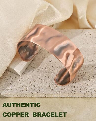 MagEnergy Copper Bracelet for Men Women, 100% Pure Handmade Copper Cuff Bracelets, Uncoated Solid Raw Bangles Bracelet, Adjustable in Saudi Arabia