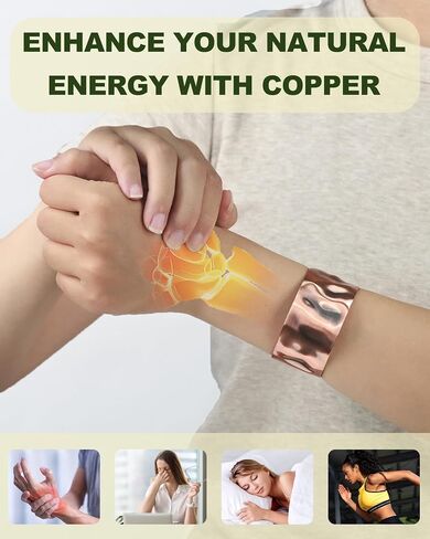 MagEnergy Copper Bracelet for Men Women, 100% Pure Handmade Copper Cuff Bracelets, Uncoated Solid Raw Bangles Bracelet, Adjustable in Saudi Arabia