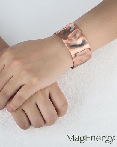 MagEnergy Copper Bracelet for Men Women, 100% Pure Handmade Copper Cuff Bracelets, Uncoated Solid Raw Bangles Bracelet, Adjustable in Saudi Arabia