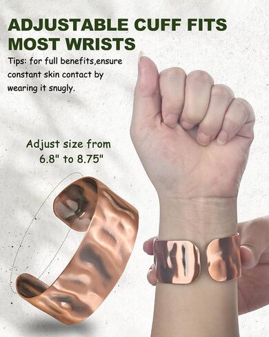 MagEnergy Copper Bracelet for Men Women, 100% Pure Handmade Copper Cuff Bracelets, Uncoated Solid Raw Bangles Bracelet, Adjustable in Saudi Arabia