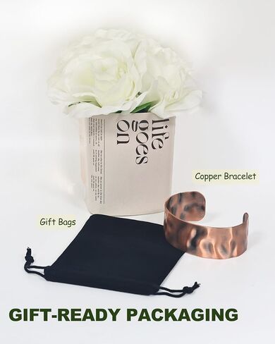 MagEnergy Copper Bracelet for Men Women, 100% Pure Handmade Copper Cuff Bracelets, Uncoated Solid Raw Bangles Bracelet, Adjustable in Saudi Arabia