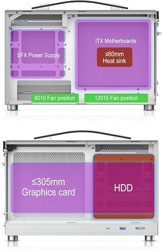 S300 MINI -ITX Portable LAN Gaming PC CASE: COMPACT Aluminium - USB 3.0 - Type -C - متوافق مع: SFX PSU - MINI ITX MOBO - حتى 300 مم بطاقة رسومات | بما في ذلك كابل RISER PCIE Gen4 in Kuwait