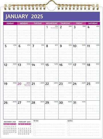 2025-2026 Wall Calendar – 18 Monthly Calendar 2025-2026, 8.5 x 11 In, Jul 2025 - Dec 2026, Small Calendar 2025 Vertical, Ruled Blocks, Thick Paper, Holidays, To-do ＆ Notes, Great for Planning in Kuwait
