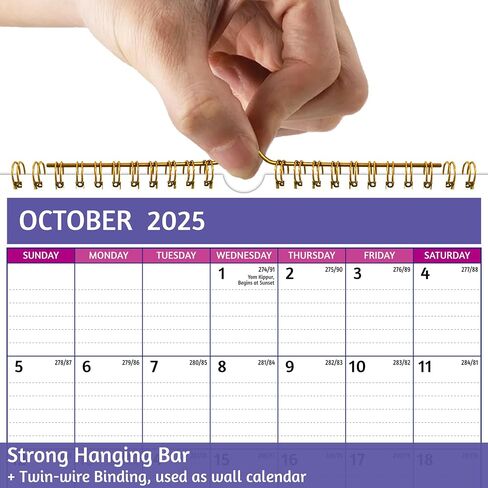 2025-2026 Wall Calendar – 18 Monthly Calendar 2025-2026, 8.5 x 11 In, Jul 2025 - Dec 2026, Small Calendar 2025 Vertical, Ruled Blocks, Thick Paper, Holidays, To-do ＆ Notes, Great for Planning in Kuwait