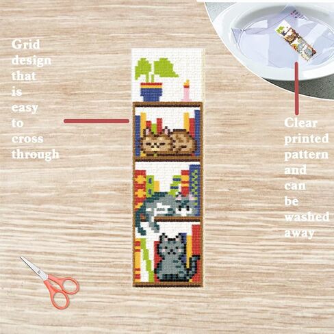 FreeBloss 6 Set Cross Stitch Lockmark Cross Cross Kit مع طقم تطريز للمناظر الطبيعية والقطط مع تعليمات مرجعية مرجعية للهدية الكبار 8'x2.4 '' ' in Kuwait