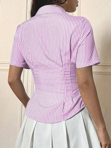 MXIQQPLTKY Y2K FIRY PLAID BLAND أسفل T ROMTS WONIST SLEEVE V الرقبة قمصان الجمالية الجمالية in Kuwait