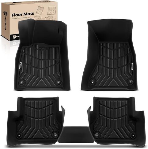YHTAUTO Floor Mats Compatible with Audi A6 2012-2018/S6 2013-2018, TPE All Weather Car Mats Waterproof Anti-Slip Odorless Floor Liner, Interior Car Accessories Front & 2nd Row Liner in Saudi Arabia