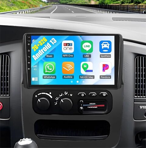 9" 4G+64G Android 13 Car Stereo fit for Dodge Ram 1500 2500 3500 2003 2004 2005 IPS Touchscreen Double Din Car Radio Stereo w/Wireless Carplay Android Auto GPS Navigation WiFi BT SWC Backup Camera Mic in Saudi Arabia