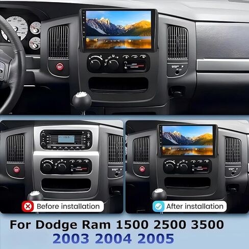 9" 4G+64G Android 13 Car Stereo fit for Dodge Ram 1500 2500 3500 2003 2004 2005 IPS Touchscreen Double Din Car Radio Stereo w/Wireless Carplay Android Auto GPS Navigation WiFi BT SWC Backup Camera Mic in Kuwait