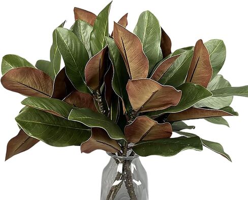 4Pcs Artificial Magnolia Leaves with Stems Fake Magnolia Leaf Branches Fake Greenery Stems for Home Indoor Outdoor Party Office Table Centerpieces Decor in Saudi Arabia