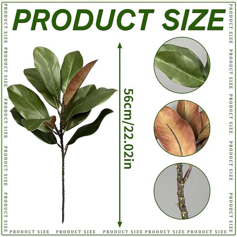 4Pcs Artificial Magnolia Leaves with Stems Fake Magnolia Leaf Branches Fake Greenery Stems for Home Indoor Outdoor Party Office Table Centerpieces Decor in Saudi Arabia