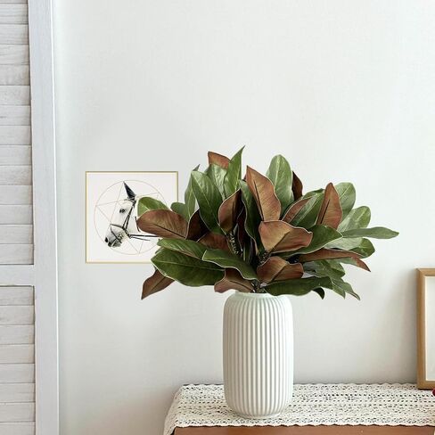 4Pcs Artificial Magnolia Leaves with Stems Fake Magnolia Leaf Branches Fake Greenery Stems for Home Indoor Outdoor Party Office Table Centerpieces Decor in Saudi Arabia