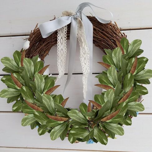 4Pcs Artificial Magnolia Leaves with Stems Fake Magnolia Leaf Branches Fake Greenery Stems for Home Indoor Outdoor Party Office Table Centerpieces Decor in Saudi Arabia