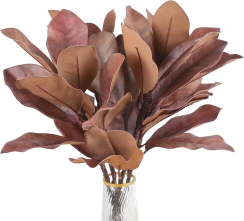 4Pcs Artificial Magnolia Leaves with Stems Fake Magnolia Leaf Branches Fake Greenery Stems for Home Indoor Outdoor Party Office Table Centerpieces Decor in Saudi Arabia