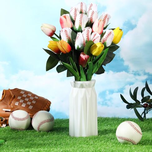 Suhine 12 Pcs Baseball Football Soccer Volleyball Rose Bulk Artificial Sports Flower Decor for Graduation Wedding Party Sports Theme Rose Bouquet Gift for Girl Coach Team Player Fan(Football Color) in Saudi Arabia