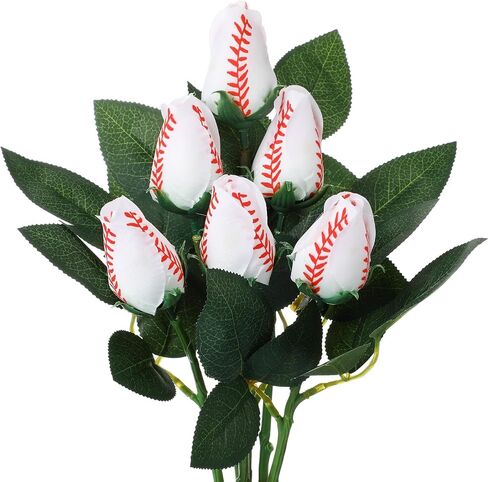 Suhine 12 Pcs Baseball Football Soccer Volleyball Rose Bulk Artificial Sports Flower Decor for Graduation Wedding Party Sports Theme Rose Bouquet Gift for Girl Coach Team Player Fan(Football Color) in Saudi Arabia