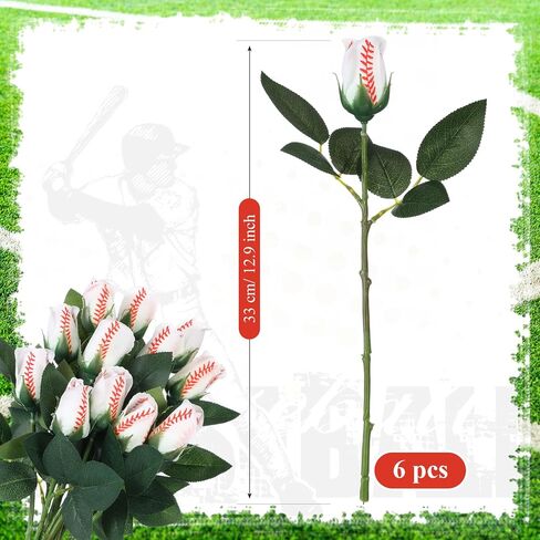 Suhine 12 Pcs Baseball Football Soccer Volleyball Rose Bulk Artificial Sports Flower Decor for Graduation Wedding Party Sports Theme Rose Bouquet Gift for Girl Coach Team Player Fan(Football Color) in Saudi Arabia