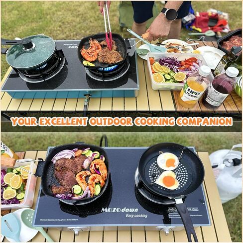 30000 BTU Two Burner Propane Stove Gas Stove, 2 Burner Propane Cooktop Outdoor Camping Stove with Auto Ignition with LPG Adapter Hose in Saudi Arabia