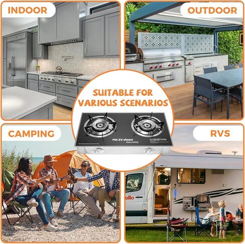 30000 BTU Two Burner Propane Stove Gas Stove, 2 Burner Propane Cooktop Outdoor Camping Stove with Auto Ignition with LPG Adapter Hose in Saudi Arabia