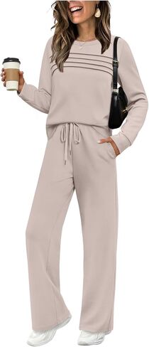 WIHOLL Women's 2 Piece Sets Sweatshirt Casual Travel Outfits Lounge Wide Leg Tracksuit Cozy Sweatsuits Fashion 2025 in Kuwait