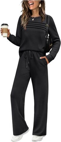 WIHOLL Women's 2 Piece Sets Sweatshirt Casual Travel Outfits Lounge Wide Leg Tracksuit Cozy Sweatsuits Fashion 2025 in Saudi Arabia