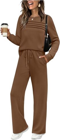 WIHOLL Women's 2 Piece Sets Sweatshirt Casual Travel Outfits Lounge Wide Leg Tracksuit Cozy Sweatsuits Fashion 2025 in Kuwait