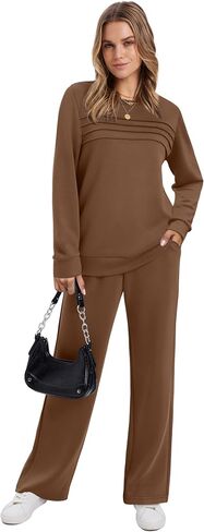 WIHOLL Women's 2 Piece Sets Sweatshirt Casual Travel Outfits Lounge Wide Leg Tracksuit Cozy Sweatsuits Fashion 2025 in Kuwait