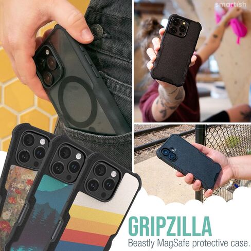 Smartish® iPhone 16e Protective MagSafe Case - Gripzilla [Rugged + Tough] Magnetic Heavy Duty Grip Armored Slim Cover w/Drop Tested Protection for Apple iPhone 16e 2025 - Clearly Black in Saudi Arabia