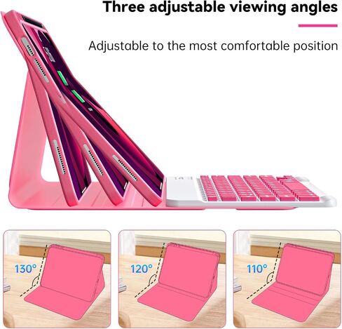 10th Case with Bluetooth Keyboard Compatible with iPad 10th Generation 10.9-inch 2022, Protective Cover with Pencil Holder,Detachable Wireless Rechargeable Keyboard with Adjustable Backlit in Saudi Arabia