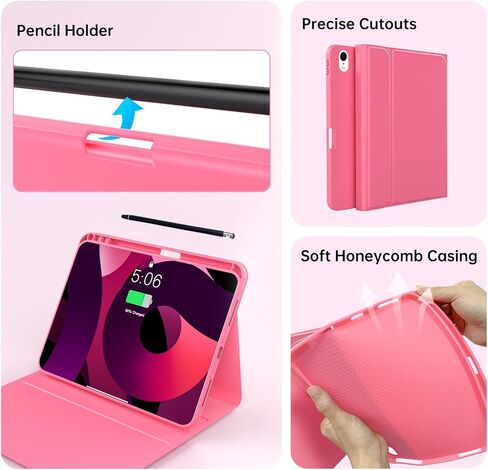 10th Case with Bluetooth Keyboard Compatible with iPad 10th Generation 10.9-inch 2022, Protective Cover with Pencil Holder,Detachable Wireless Rechargeable Keyboard with Adjustable Backlit in Saudi Arabia