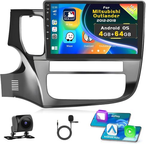 [2+64GB] Inefala Android Car Stereo Radio for Mitsubishi Outlander 2012-2018 with Wireless Carplay Android Auto, 10.1 Inch HD Touchscreen with GPS WiFi Bluetooth FM/RDS EQ SWC 26UI Backup Camera MIC in Saudi Arabia