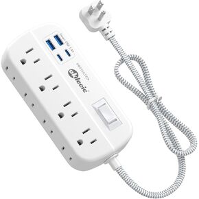 Purple Extension Cord with Surge Protected - Cute Travel Power Strip with 6 AC Outlet 3 USB (1 USB-C) Charging Station, Purple Desk Accessories Wall Mountable Cute Kawaii Lavender Office Dorm Room in Saudi Arabia