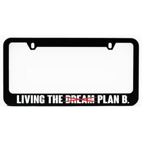 License Plate Frame, Living The Dream Plan Funny Black Plate Holder, Tag Cover, Funny Car Frame, Auto Accessories, Cool Decoration, for USA & Canada License Plate in Saudi Arabia
