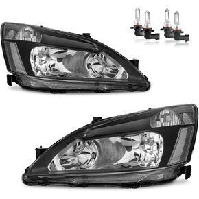 Headlights Assembly for 2003-2007 Honda Accord Halogen Headlamp Replacement, High/Low Beam W/Bulbs, Driver & Passenger Side in Kuwait