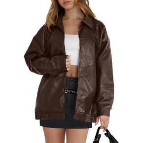 WIHOLL Womens Leather Jackets Faux Suede Fall Motorcycle Coats Fashion Winter Outfits Clothes Y2k Tops in Saudi Arabia