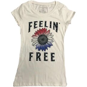 Womens (JRS) Patriotic Floral Stars Feeling Free T-Shirt Tee Shirt in Saudi Arabia