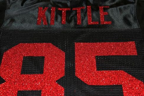 مخصص Glitterflake George Kittle Womens Black Mesh Jersey Size Medium in Kuwait