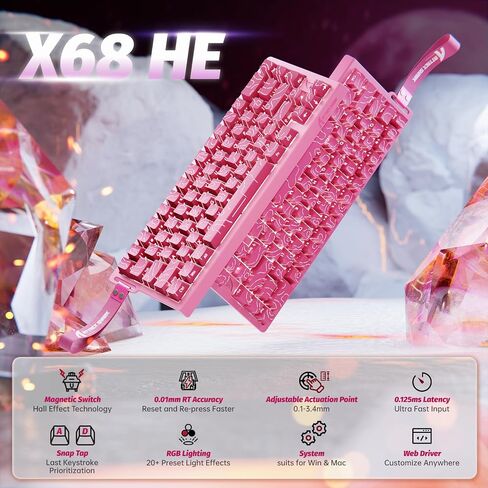 ATTACK SHARK X68 HE Wired Magnetic Keyboard with X3 Wireless Gaming Mouse Combos, 8KHz Rapid Trigger Keyboard, 0.01mm RT Accuracy, 49g Superlight Mouse, PAW3395, 26000 DPI - Black in Saudi Arabia