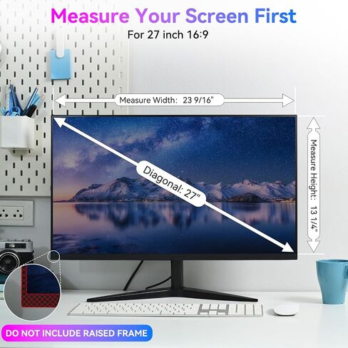 24 Inch Privacy Screen for Monitor - Anti Glare, Blue Light Blocking, Eye Protection Anti-Spy Filter - Fits 16:9 Aspect Ratio, Computer Screen Privacy Filter, Removable & Anti-Scratch(2-Pack) in Saudi Arabia