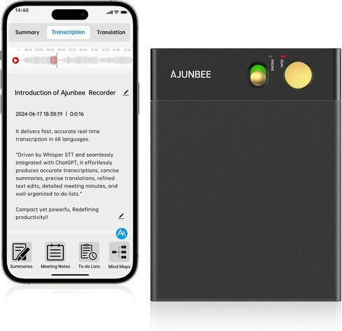 Ai Voice Recorder, Note Transcriber to Text with Chatgpt, App Control, Support 68 Languages, 64GB Ai Note Taker for Lectures, Meetings, Phone Calls, Magnetic (Gray) in Saudi Arabia