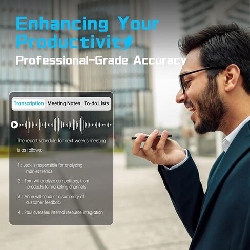 Ai Voice Recorder, Note Transcriber to Text with Chatgpt, App Control, Support 68 Languages, 64GB Ai Note Taker for Lectures, Meetings, Phone Calls, Magnetic (Gray) in Saudi Arabia