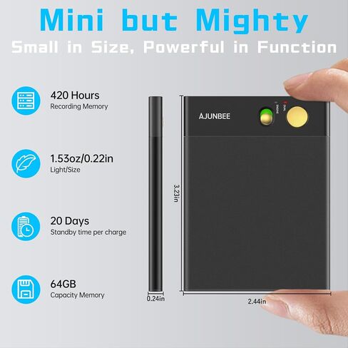 Ai Voice Recorder, Note Transcriber to Text with Chatgpt, App Control, Support 68 Languages, 64GB Ai Note Taker for Lectures, Meetings, Phone Calls, Magnetic (Gray) in Saudi Arabia